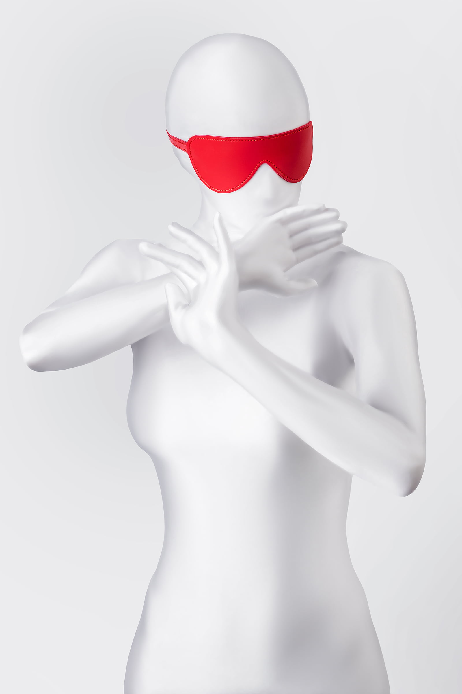 Anonymo BDSM Maske, PU deri, kırmızı, 65 cm - Görsel 2