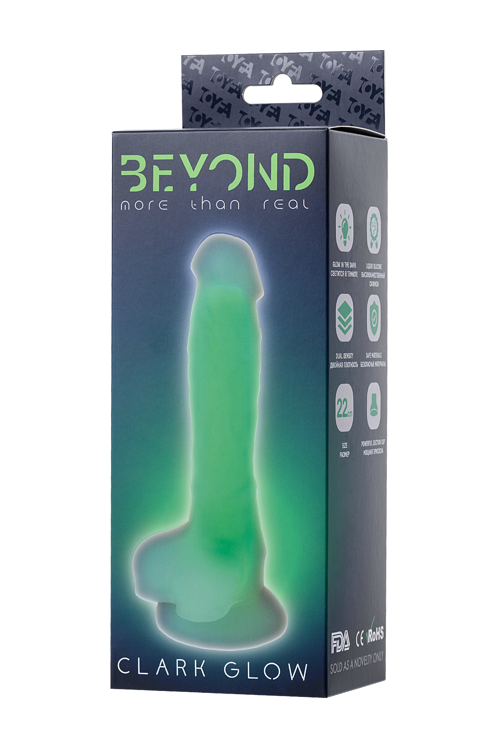 Beyond by Toyfa Clark Glow Gece Parlayan Dildo, Silikon, Şeffaf, 22 cm - Görsel 7