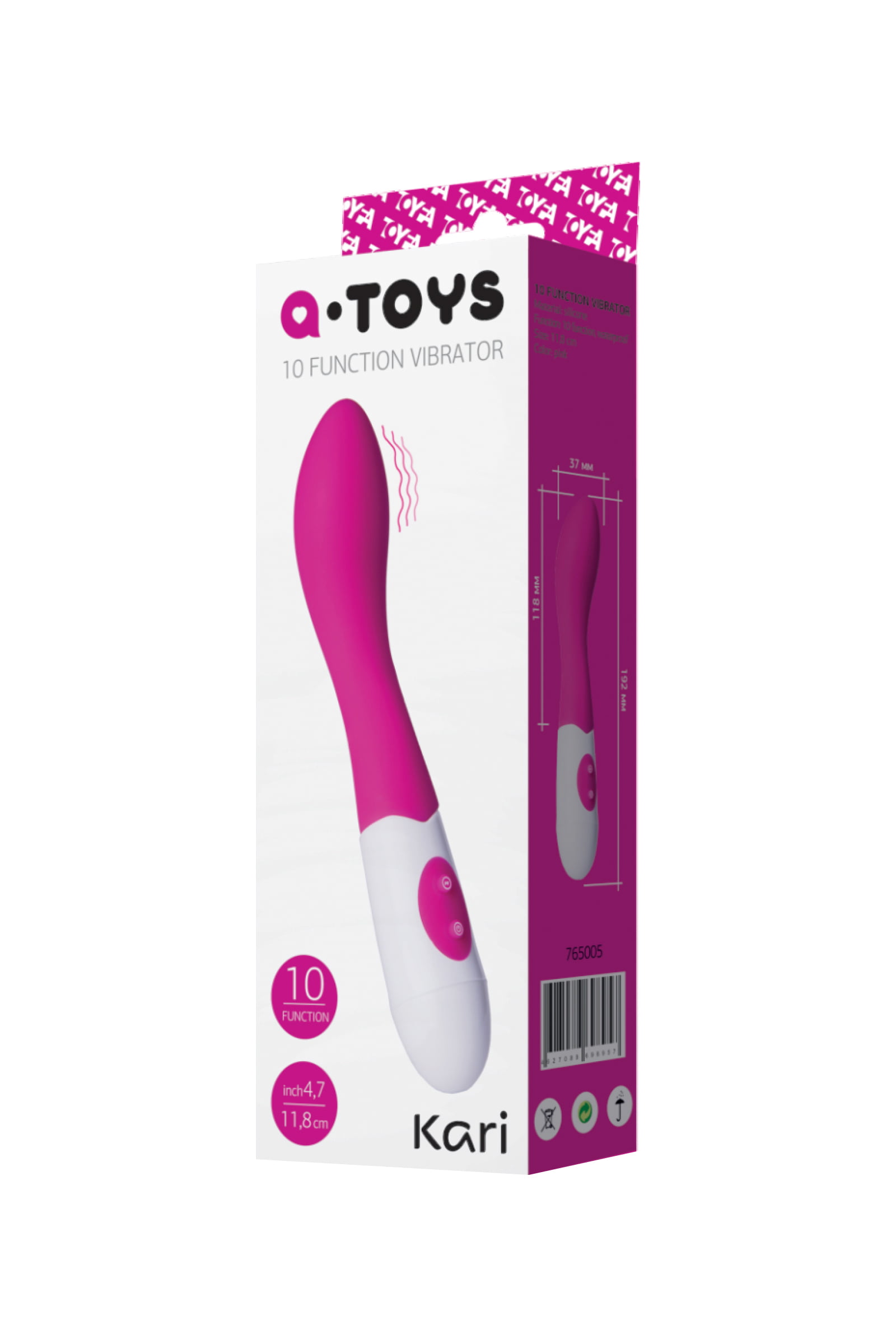 A-Toys by TOYFA Kari Vibratör, silikon, pembe, 19,2 cm - Görsel 3