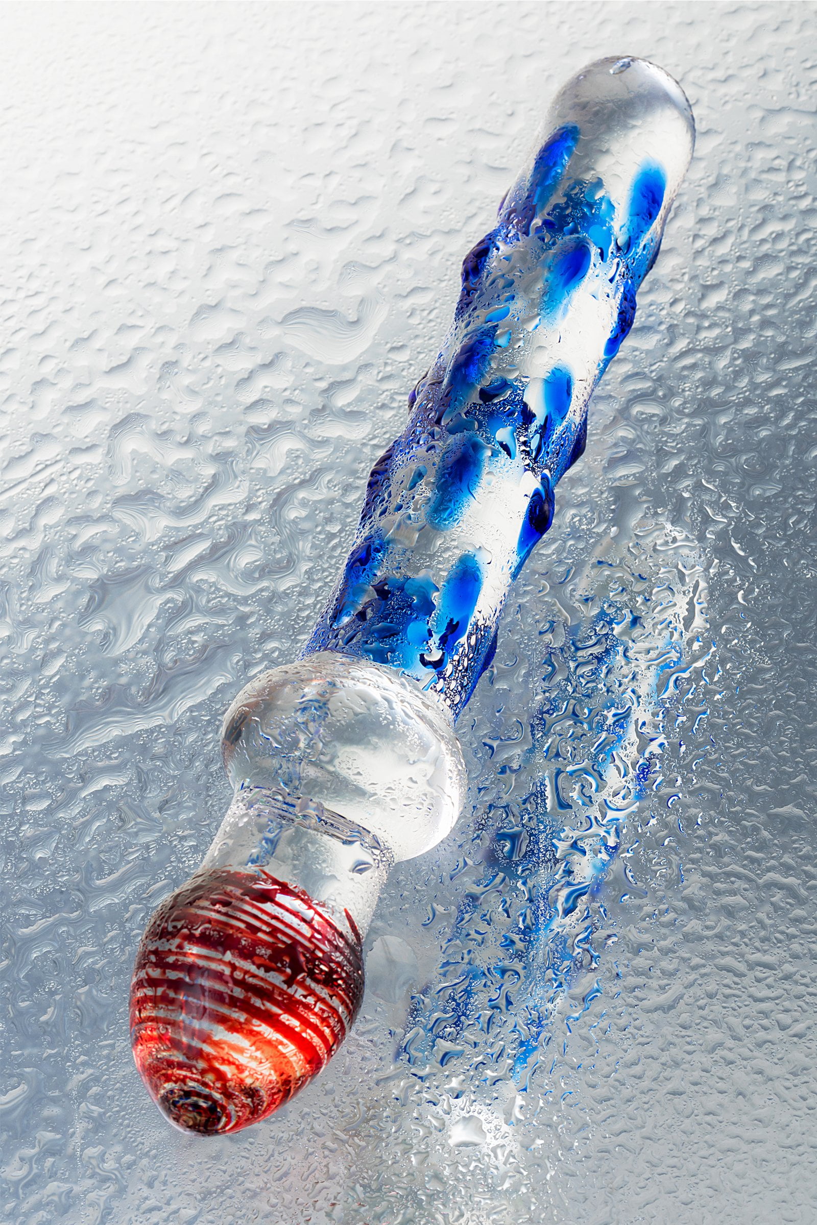 Sexus Glass Çift Taraflı Cam Dildo, Şeffaf, 20 cm - Görsel 8