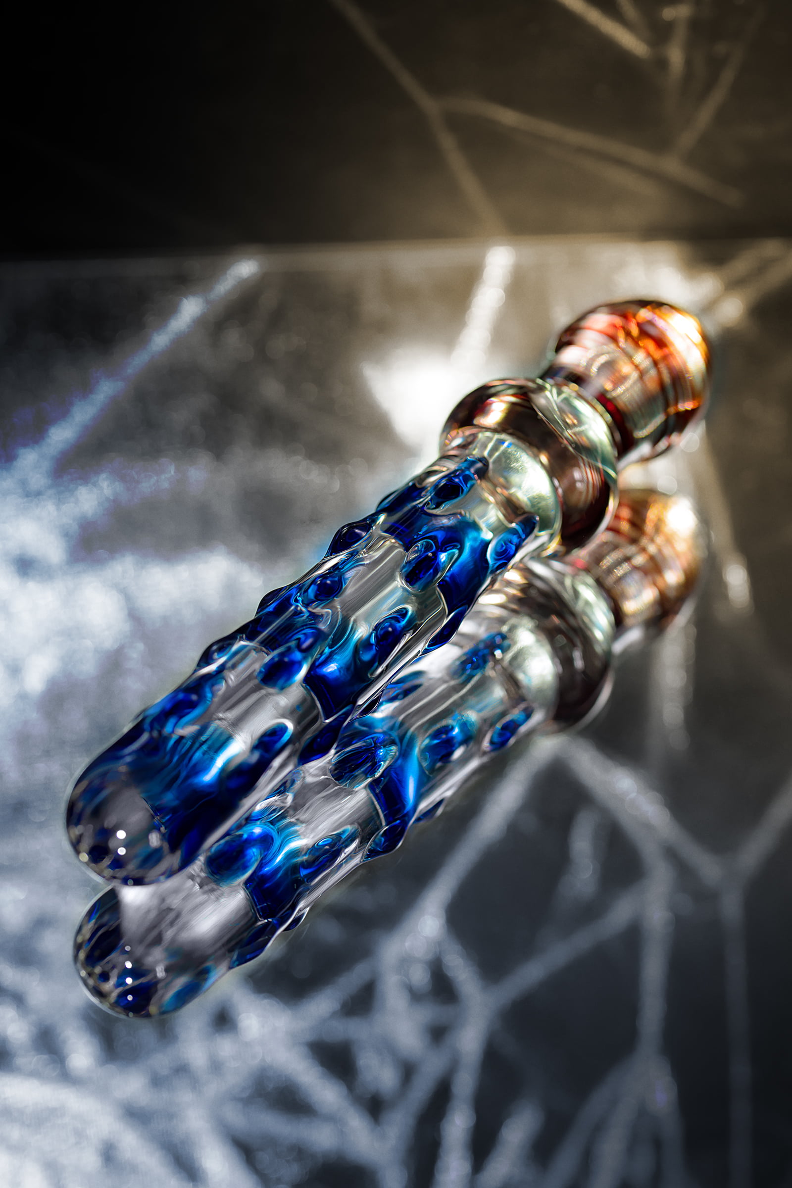 Sexus Glass Çift Taraflı Cam Dildo, Şeffaf, 20 cm - Görsel 9