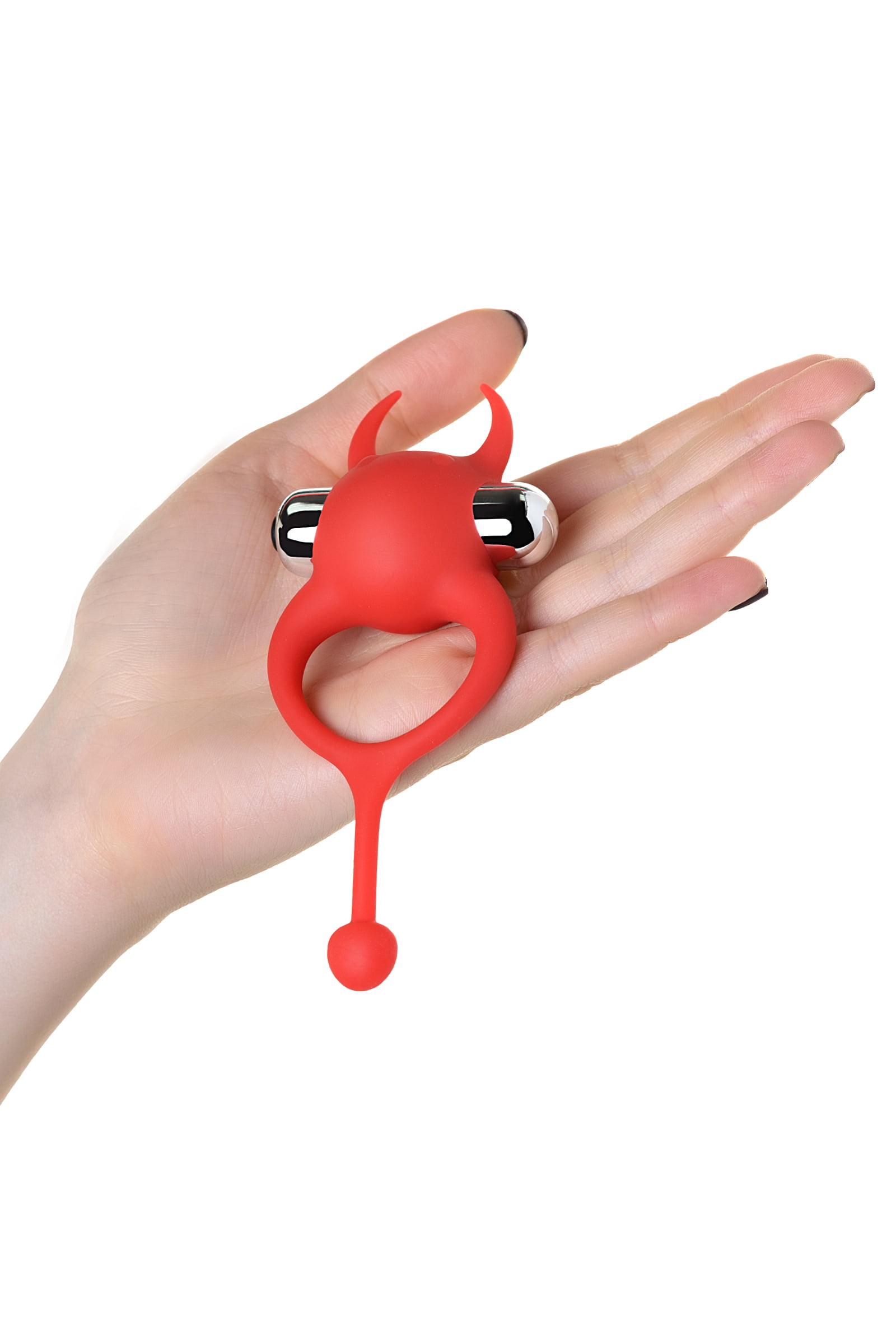 JOS NİCK Kuyruklu Penis Halkası, silikon, kırmızı, 13,5 cm - Görsel 5