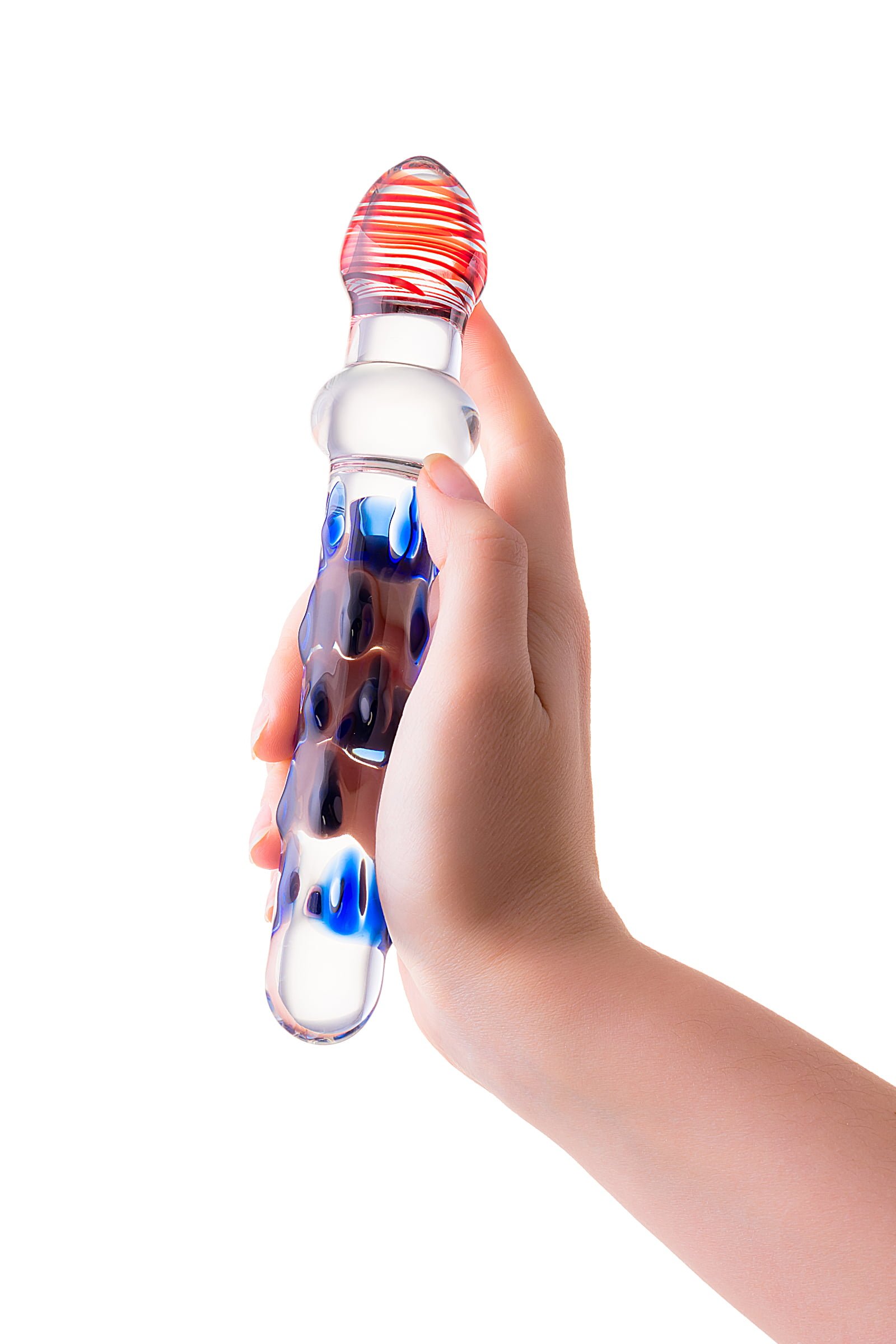Sexus Glass Çift Taraflı Cam Dildo, Şeffaf, 20 cm - Görsel 4