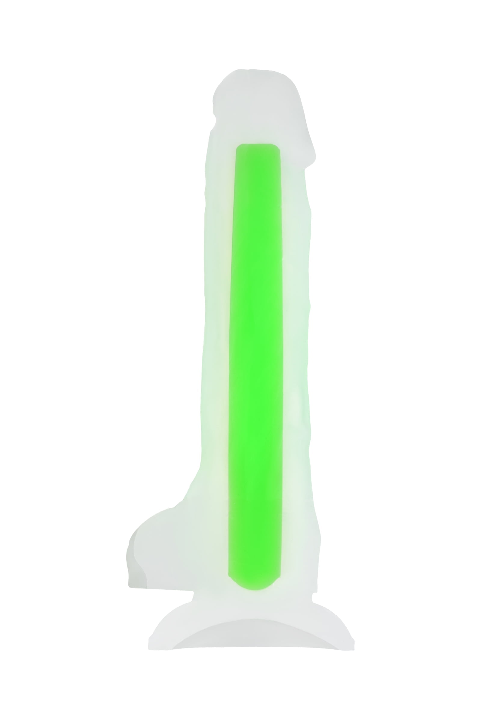 Beyond by Toyfa Dick Glow Gece Parlayan Dildo, Silikon, Şeffaf, 18 cm - Görsel 2