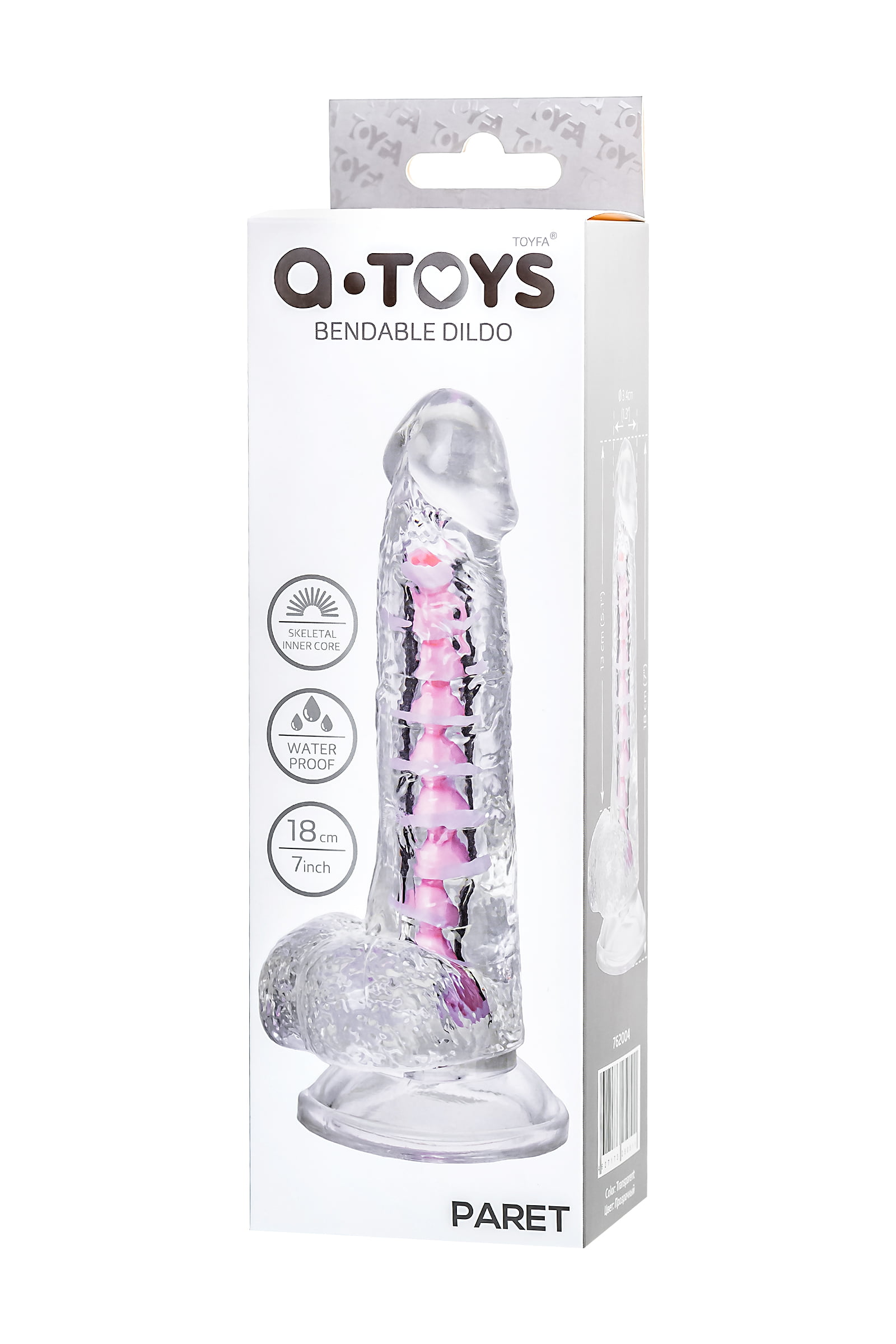 A-Toys by TOYFA Paret Jel Dildo, TPE, Şeffaf, 18 cm - Görsel 8