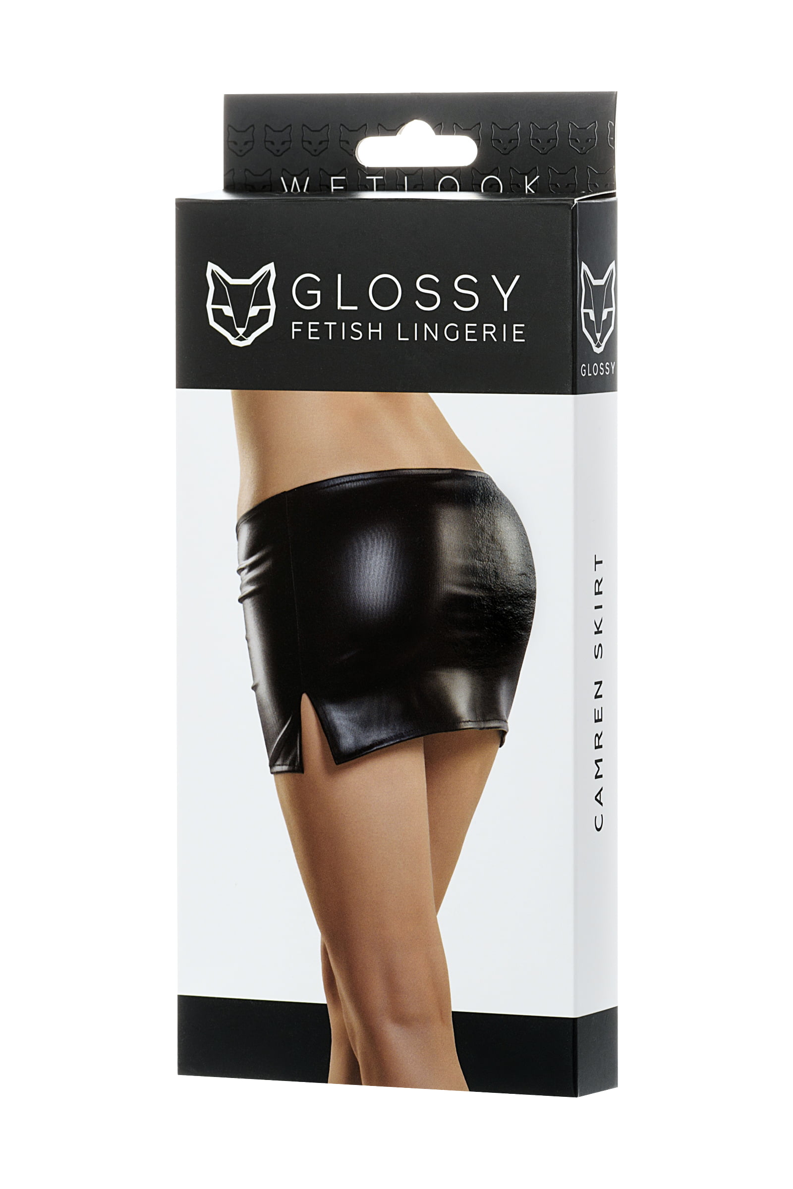 Glossy CAMREN Deri Mini Etek,Wetlook , Siyah, XL - Görsel 4