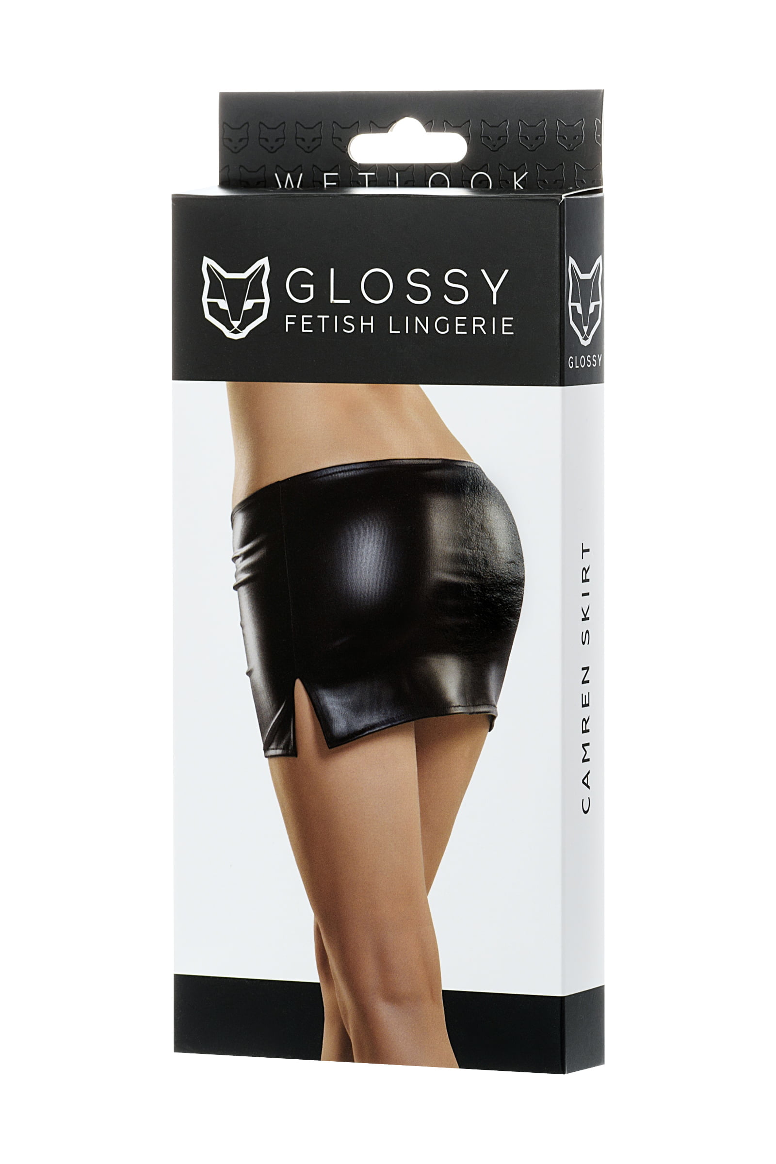 Glossy CAMREN Deri Mini Etek,Wetlook , Siyah, S - Görsel 4