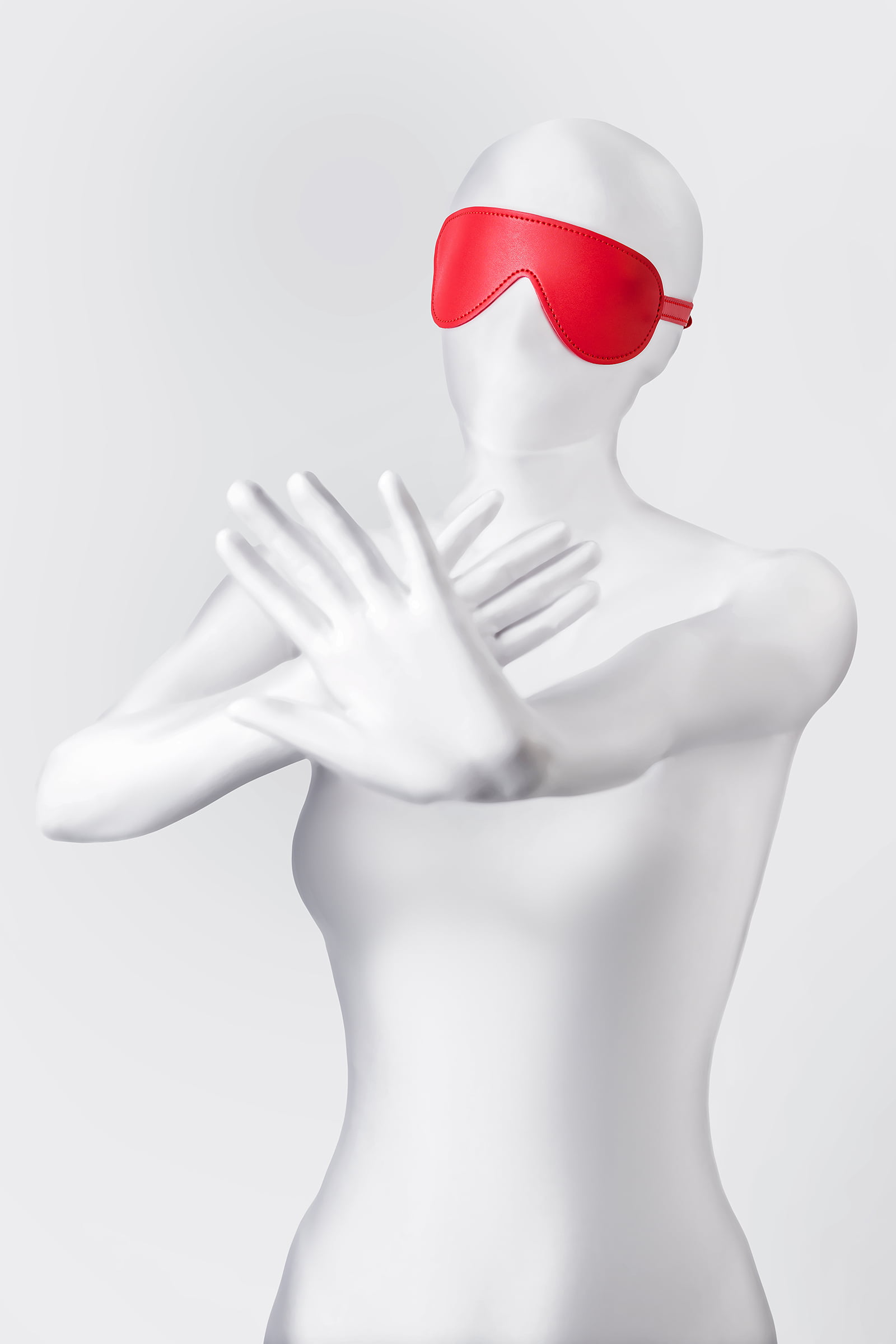 Anonymo BDSM Maske, PU deri, kırmızı, 65 cm - Görsel 3