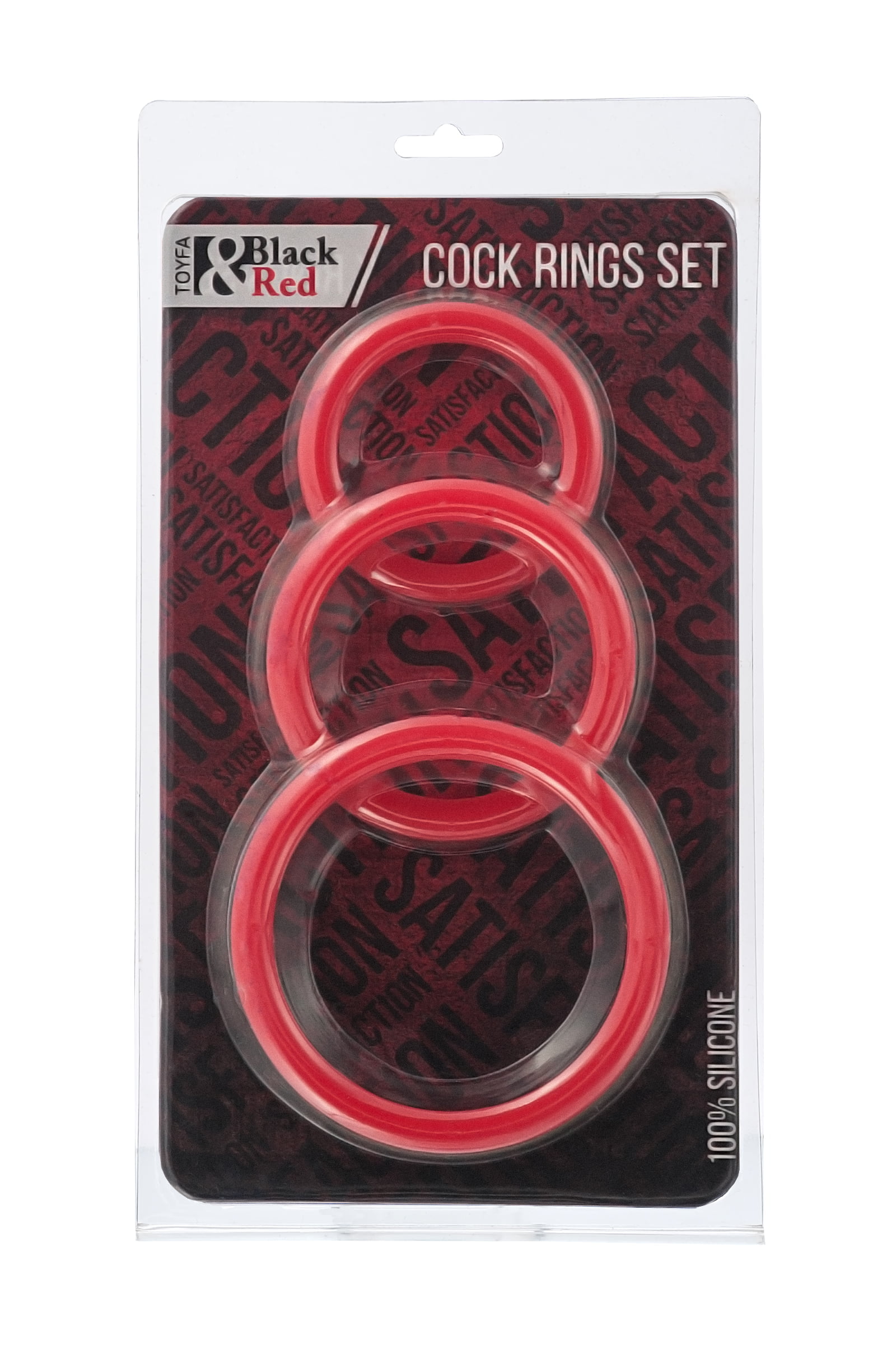 Black & Red TOYFA Penis Halkası Seti, Silikon, Kırmızı, Ø6/5/4 cm - Görsel 2