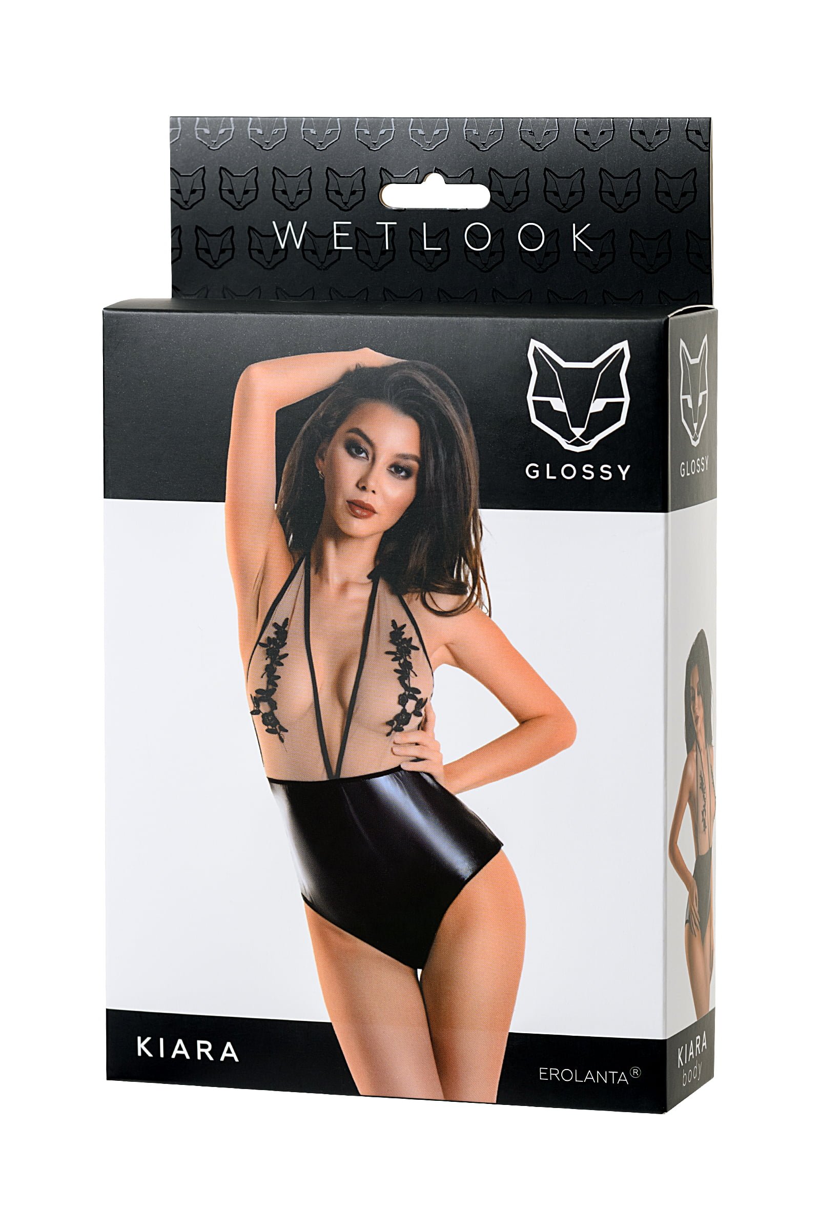 Glossy Kiara Bodysuit Wetlook malzemeden, siyah, XL - Görsel 5
