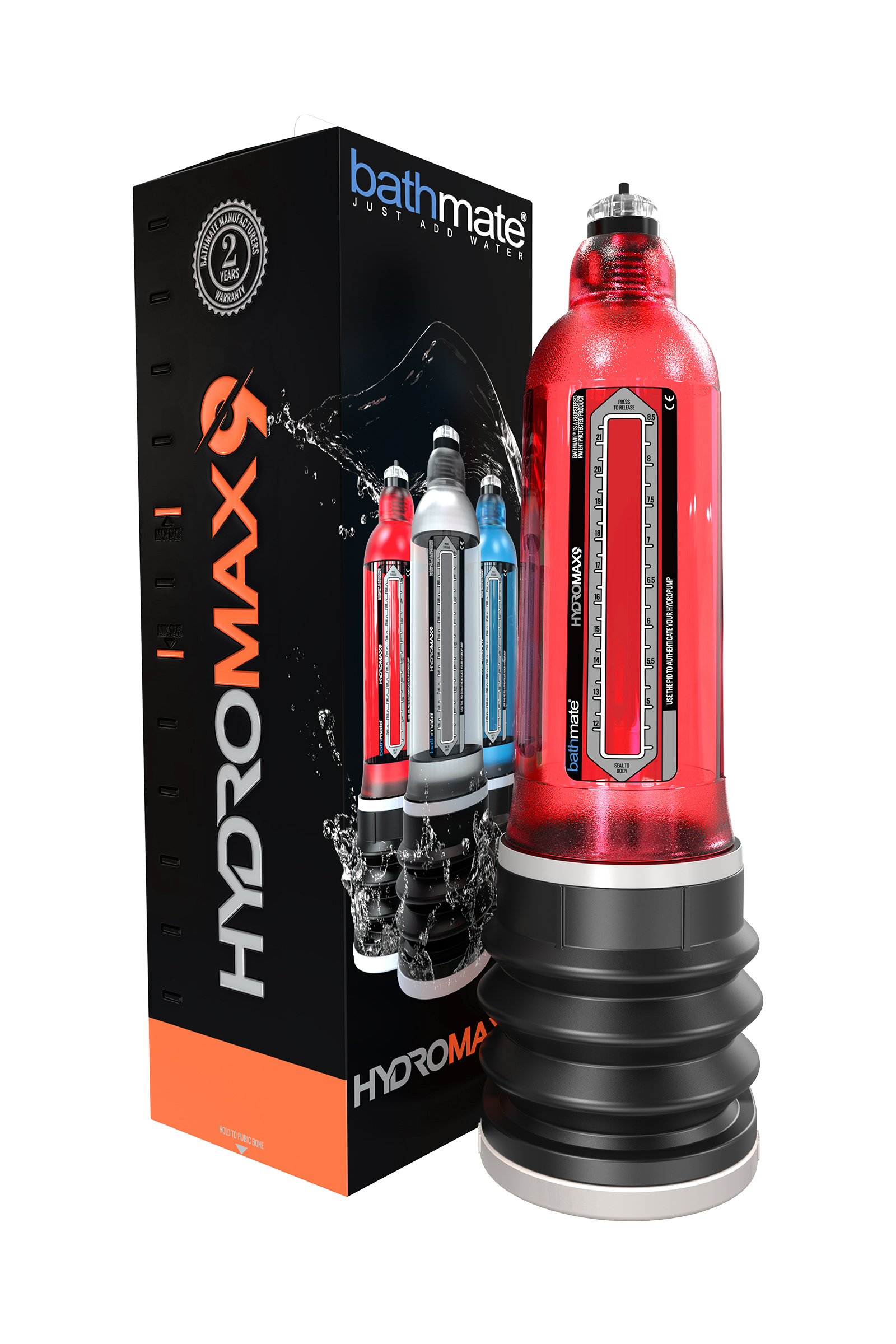 Bathmate HYDROMAX9 hidrolik pompa, ABS plastik, kırmızı, 32,5 cm (Hydromax X40 analog) - Görsel 4