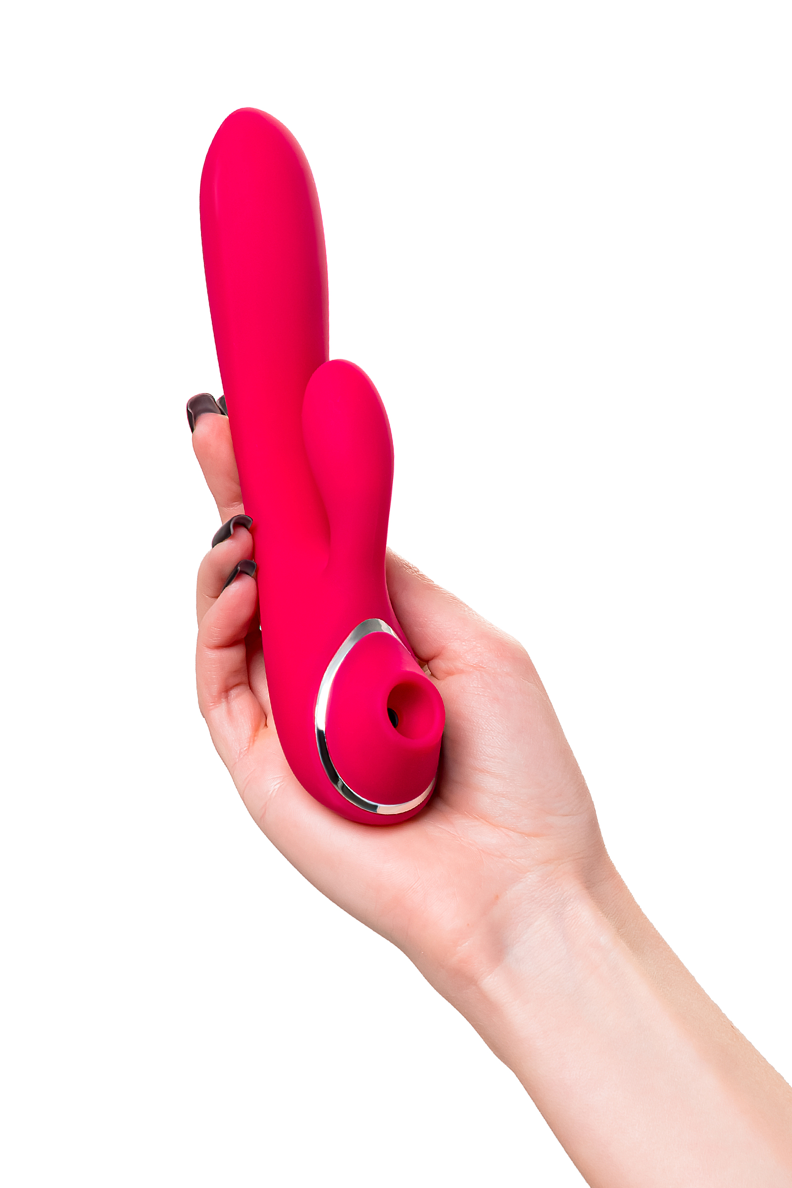 Klitoral uyarıcılı vibratör JOS Doobl, silikon, pembe, 20 cm - Görsel 6