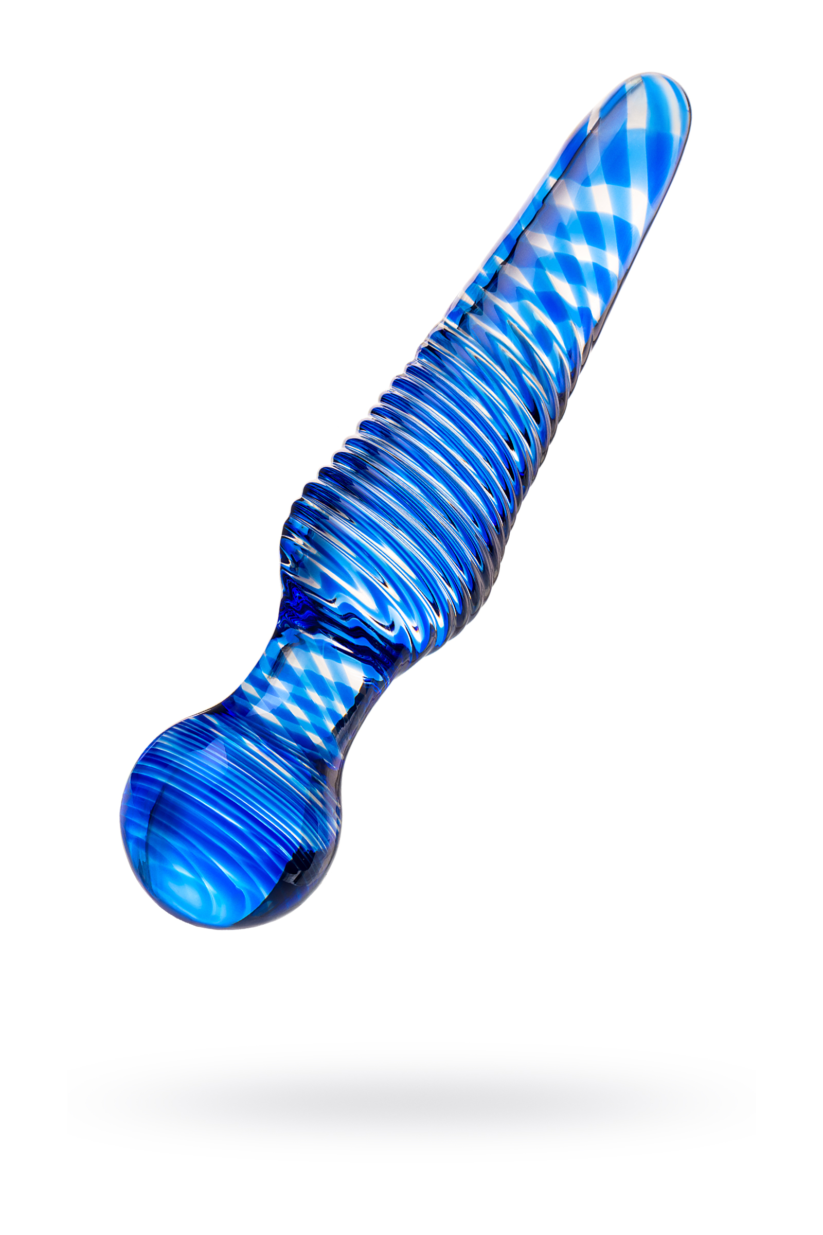 Çift taraflı yapay penis Sexus Glass, cam, mavi, 17 cm