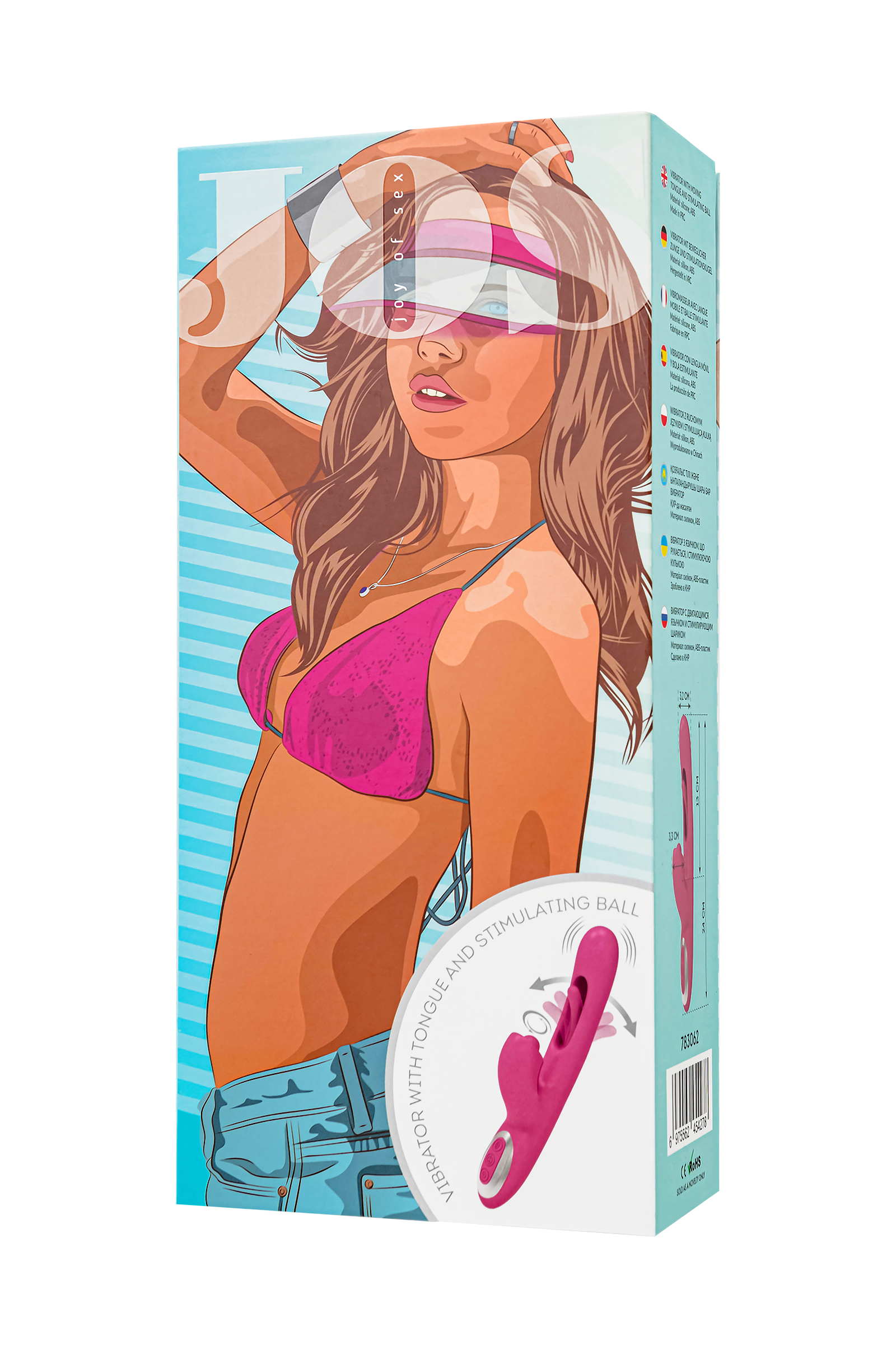 JOS Monti Hareketli Dilli ve Titreşimli Top Başlıklı Vibratör, Silikon, Pembe, 24 cm - Görsel 10