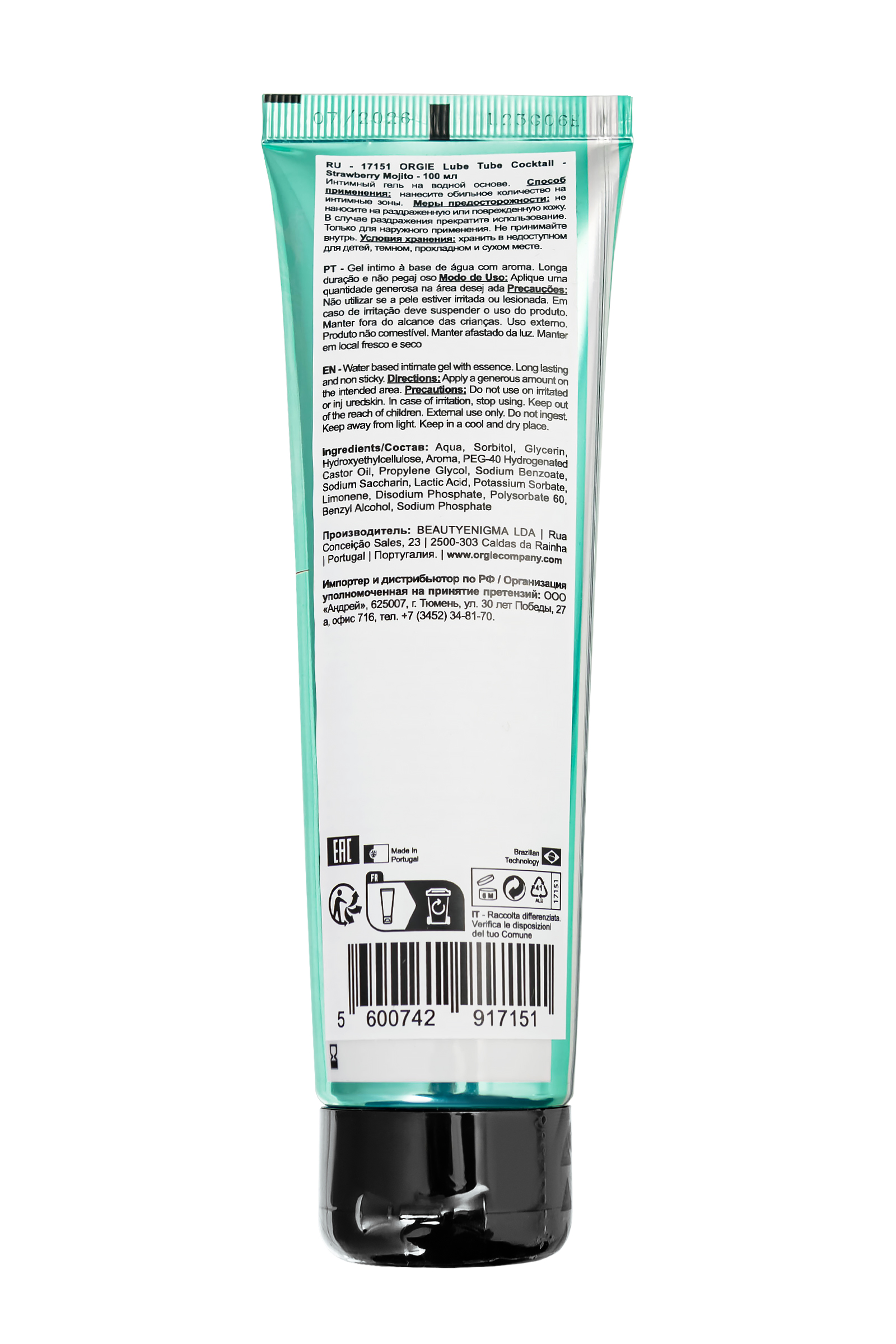 Orgie Lube Tube Cocktail Strawberry Mojito – Çilek Mojito Aromalı Kayganlaştırıcı Jel 100 ml - Görsel 3