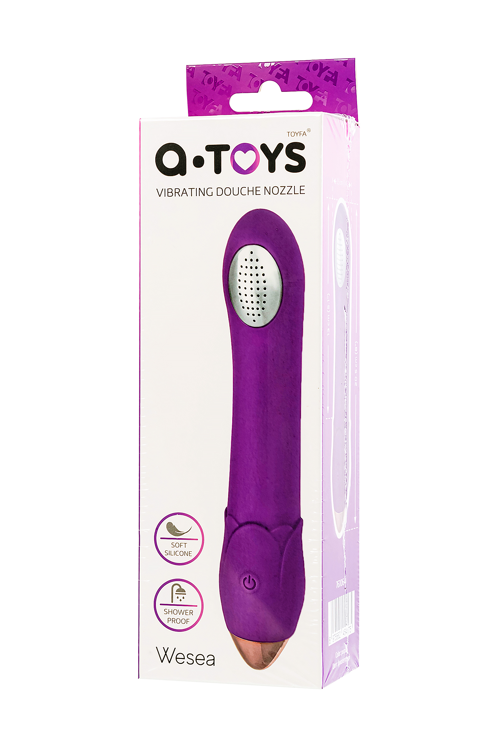 A-Toys by TOYFA Wesea Silikon Duş Başlığı Vibratörü, Mor, 20.5 cm - Görsel 7