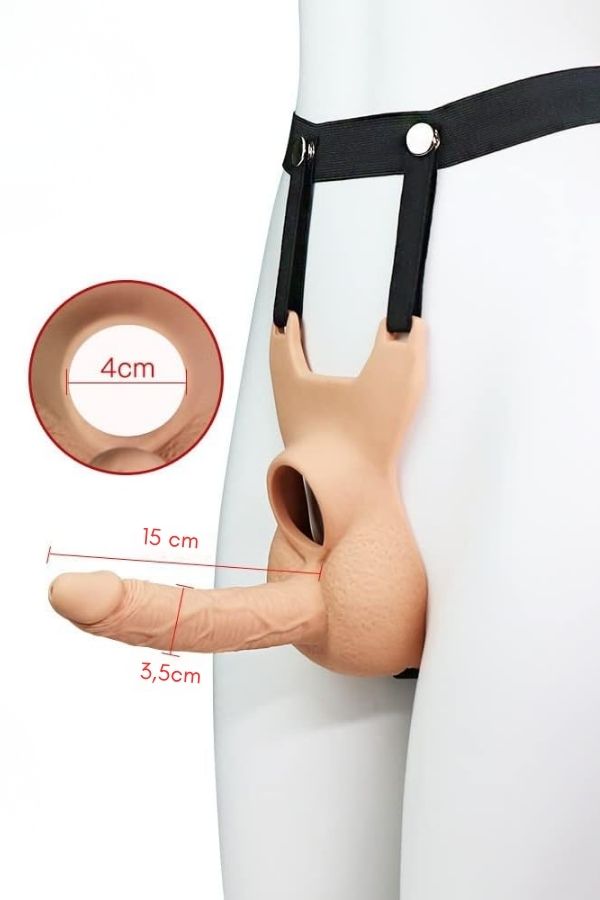 Hollow Strap-On Dildo(Kurşun Vibratör Uyumlu) – Ayarlanabilir Kemerli Giyilebilir Anal Dildo, 15 cm - Görsel 8