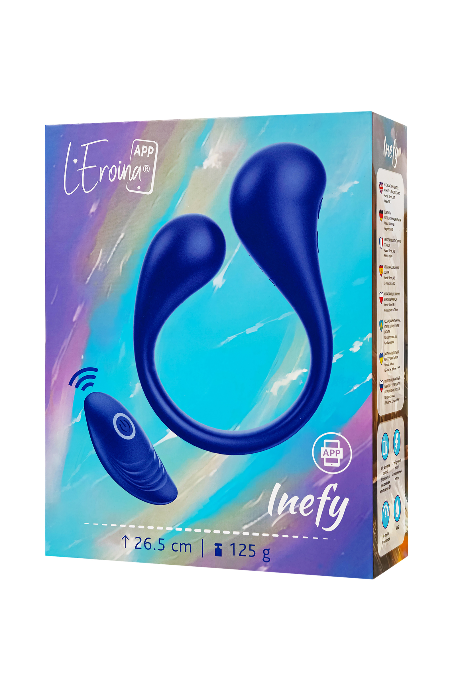 L’Eroina APP INEFY Çok Fonksiyonlu Vibratör, Kumanda ve Uygulama Kontrollü, Silikon, Mavi, 26.5 cm - Görsel 11