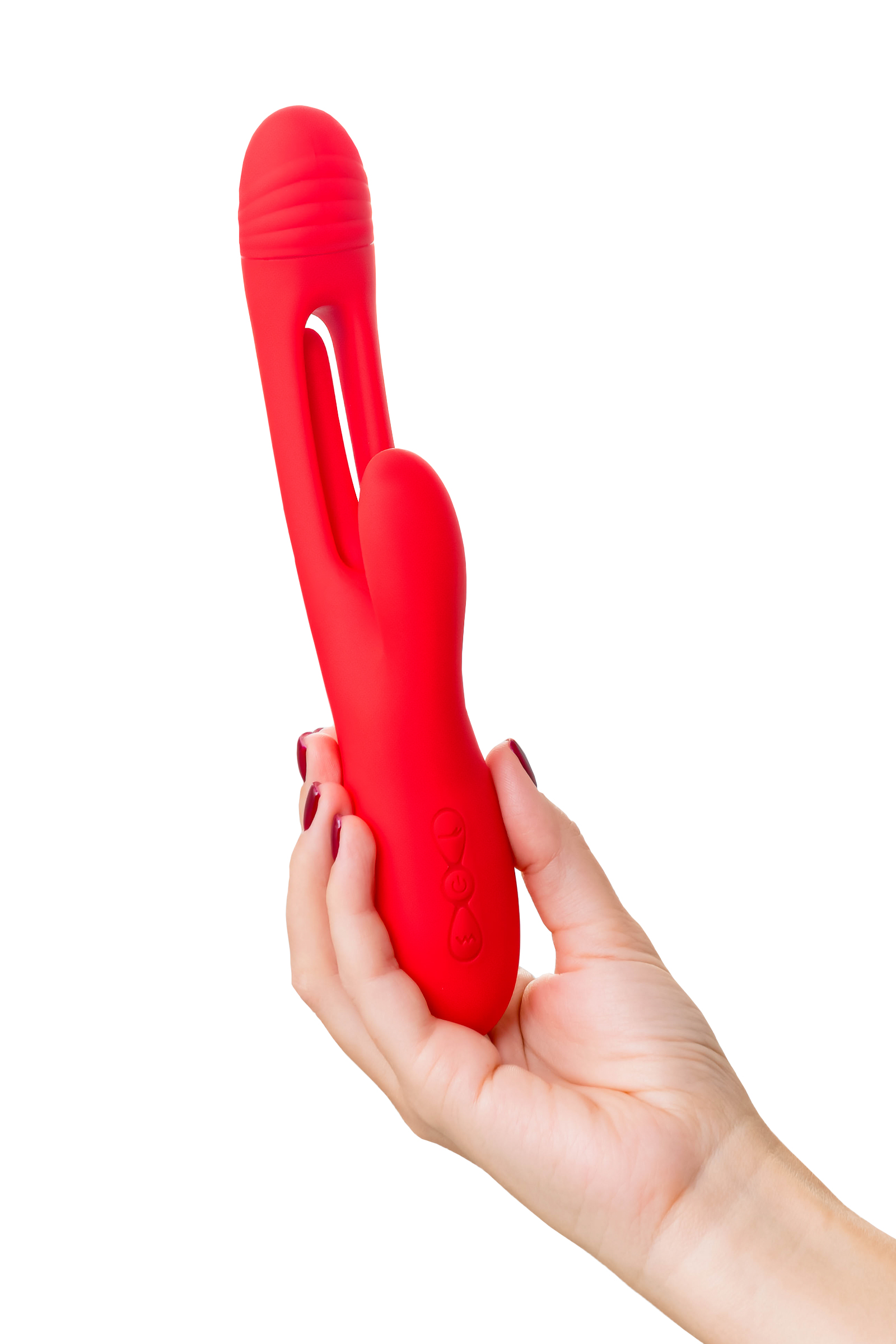 Klitoral uyarıcılı vibratör JOS Patti, hareketli dilli, silikon, kırmızı, 24 cm - Görsel 7