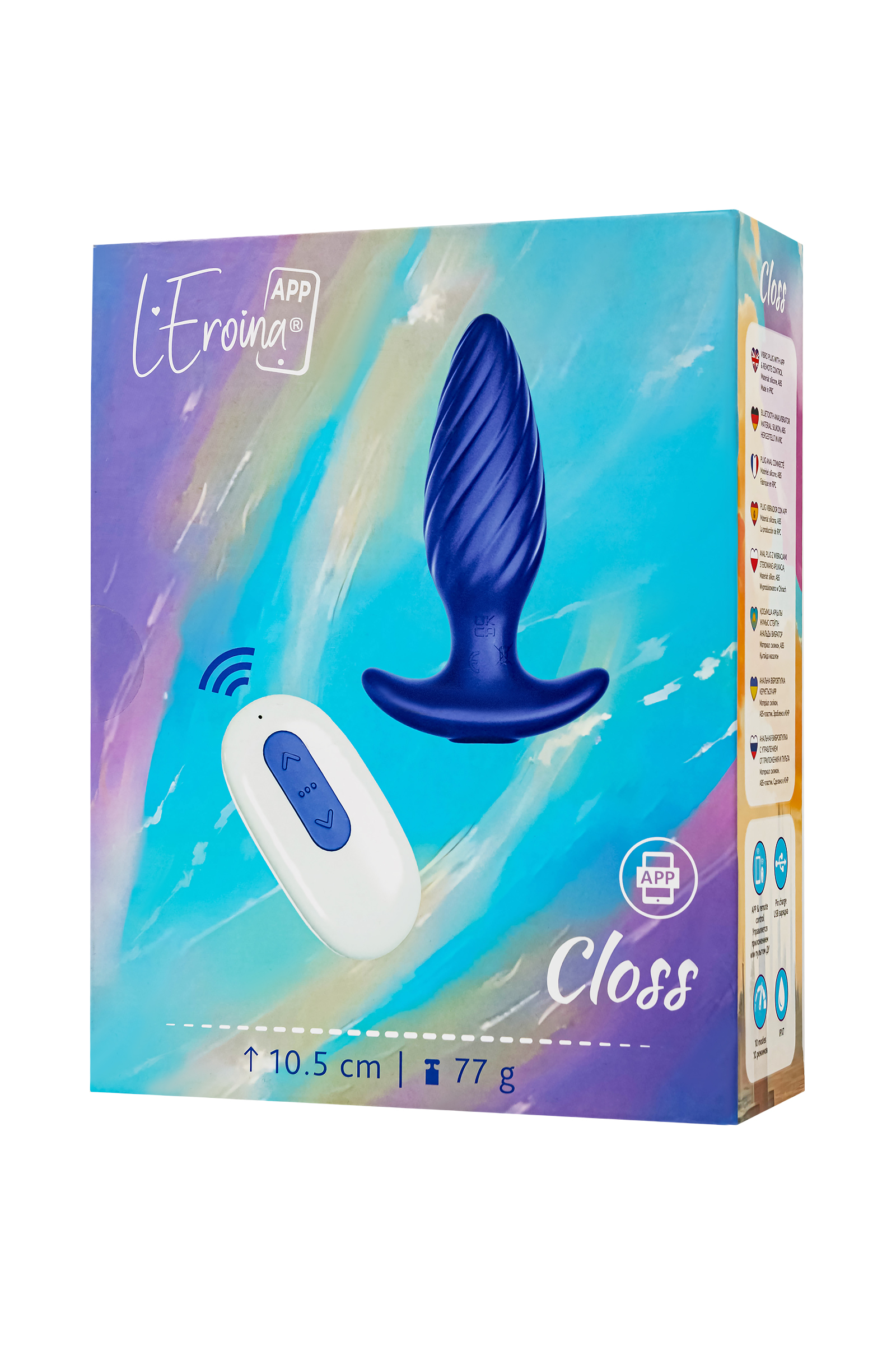 L’Eroina APP CLOSS Uygulama ve Kumandadan Kontrollü Anal Vibratör, Silikon, Mavi, 10.5 cm - Görsel 11