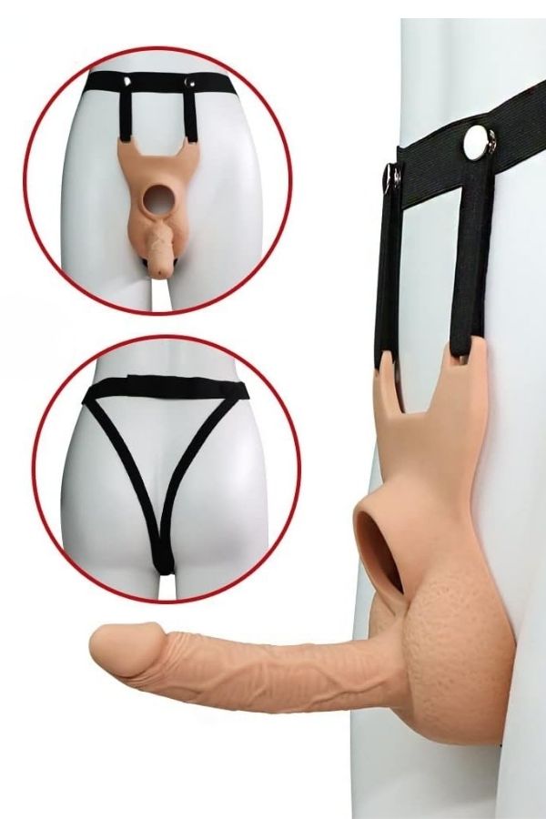 Hollow Strap-On Dildo(Kurşun Vibratör Uyumlu) – Ayarlanabilir Kemerli Giyilebilir Anal Dildo, 15 cm - Görsel 2