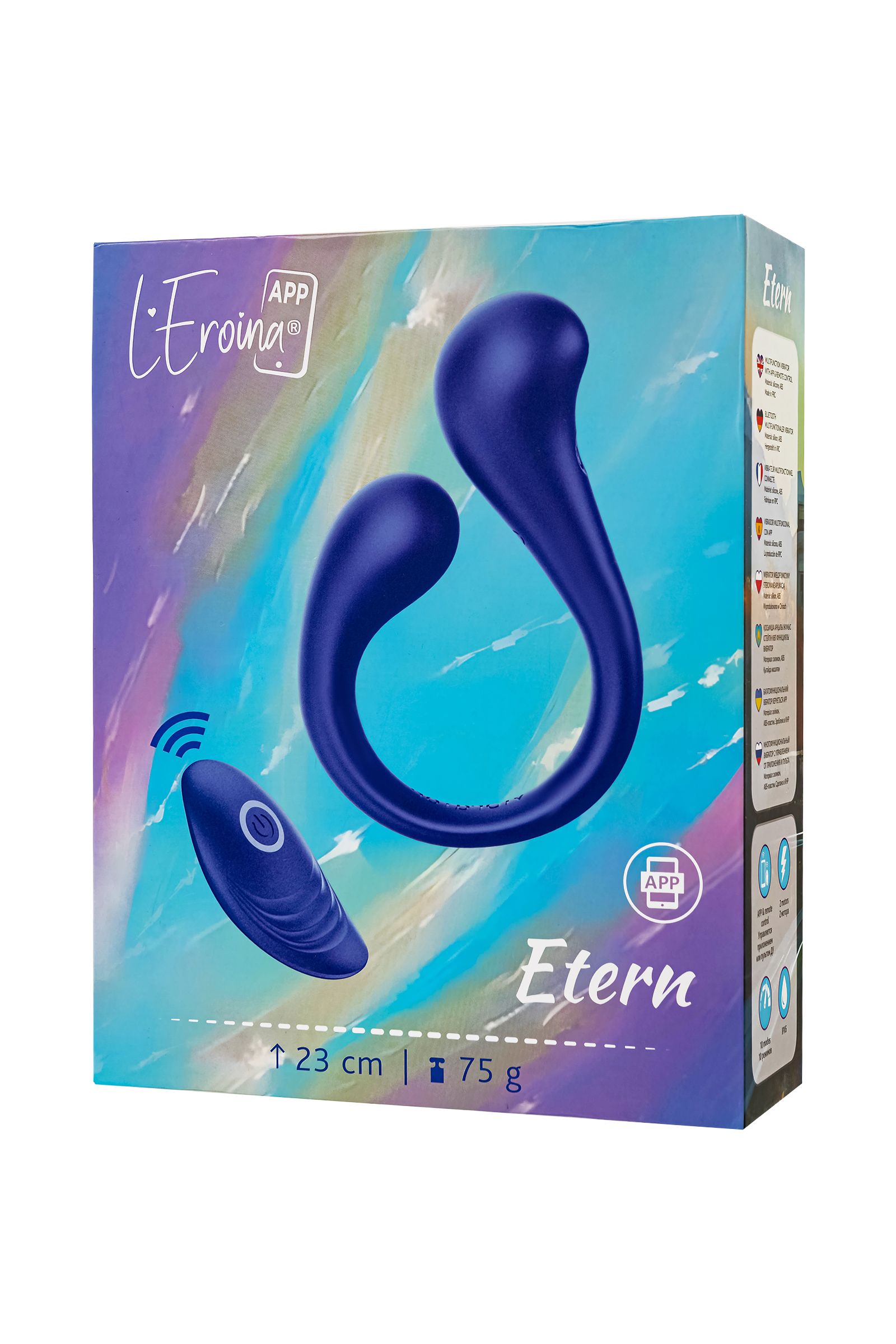 L’Eroina APP ETERN Çok Fonksiyonlu Vibratör, Kumanda ve Uygulama Kontrollü, Silikon, Mavi, 23 cm - Görsel 11