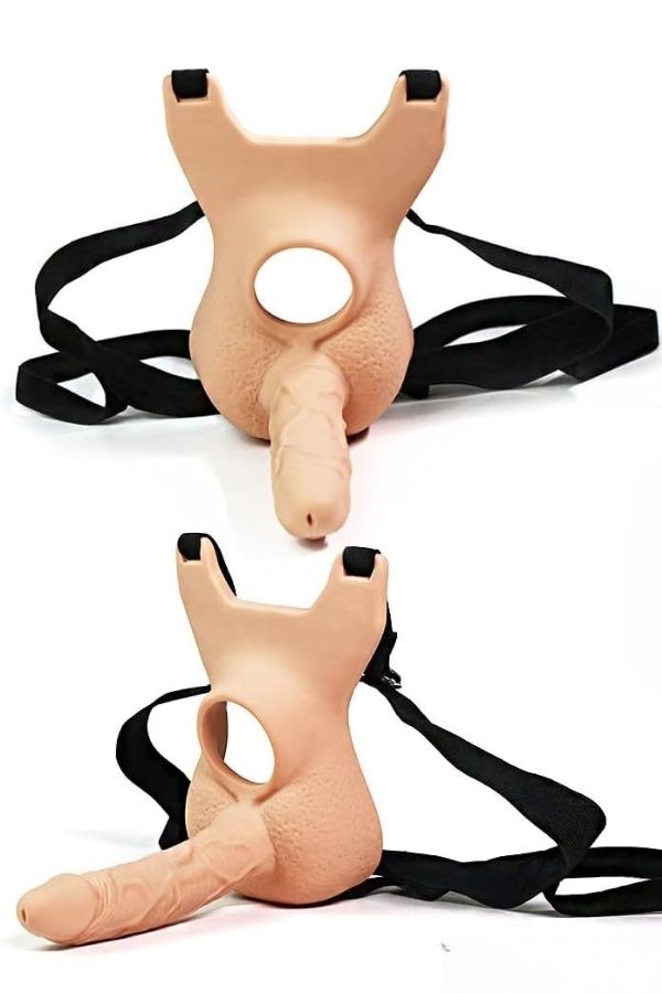 Hollow Strap-On Dildo(Kurşun Vibratör Uyumlu) – Ayarlanabilir Kemerli Giyilebilir Anal Dildo, 15 cm - Görsel 3