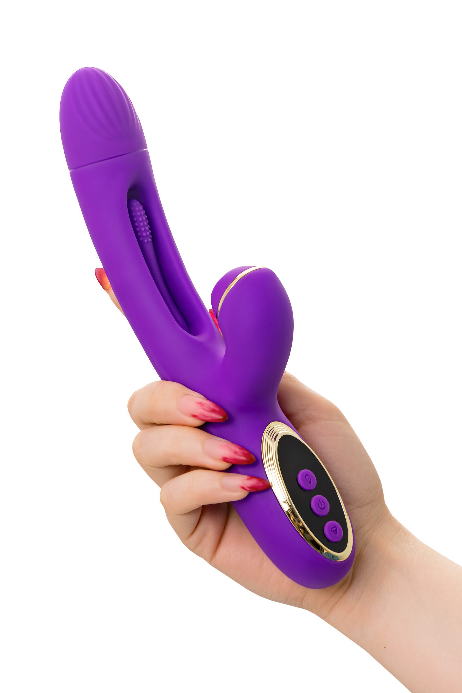 JOS Pitti Silikon Mor 24cm Dil Vibratör Vakum Stimülasyon Seks Oyuncakları Kadınlar için - Görsel 5