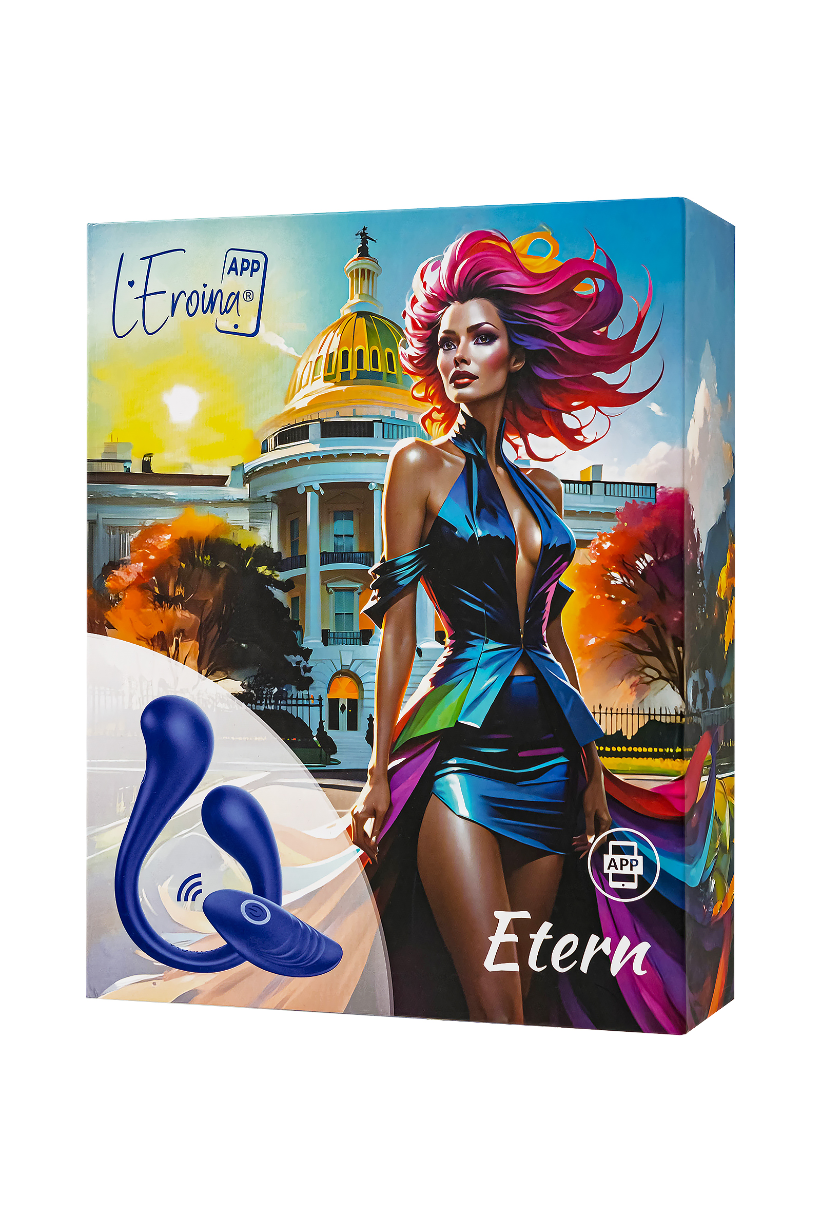 L’Eroina APP ETERN Çok Fonksiyonlu Vibratör, Kumanda ve Uygulama Kontrollü, Silikon, Mavi, 23 cm - Görsel 10