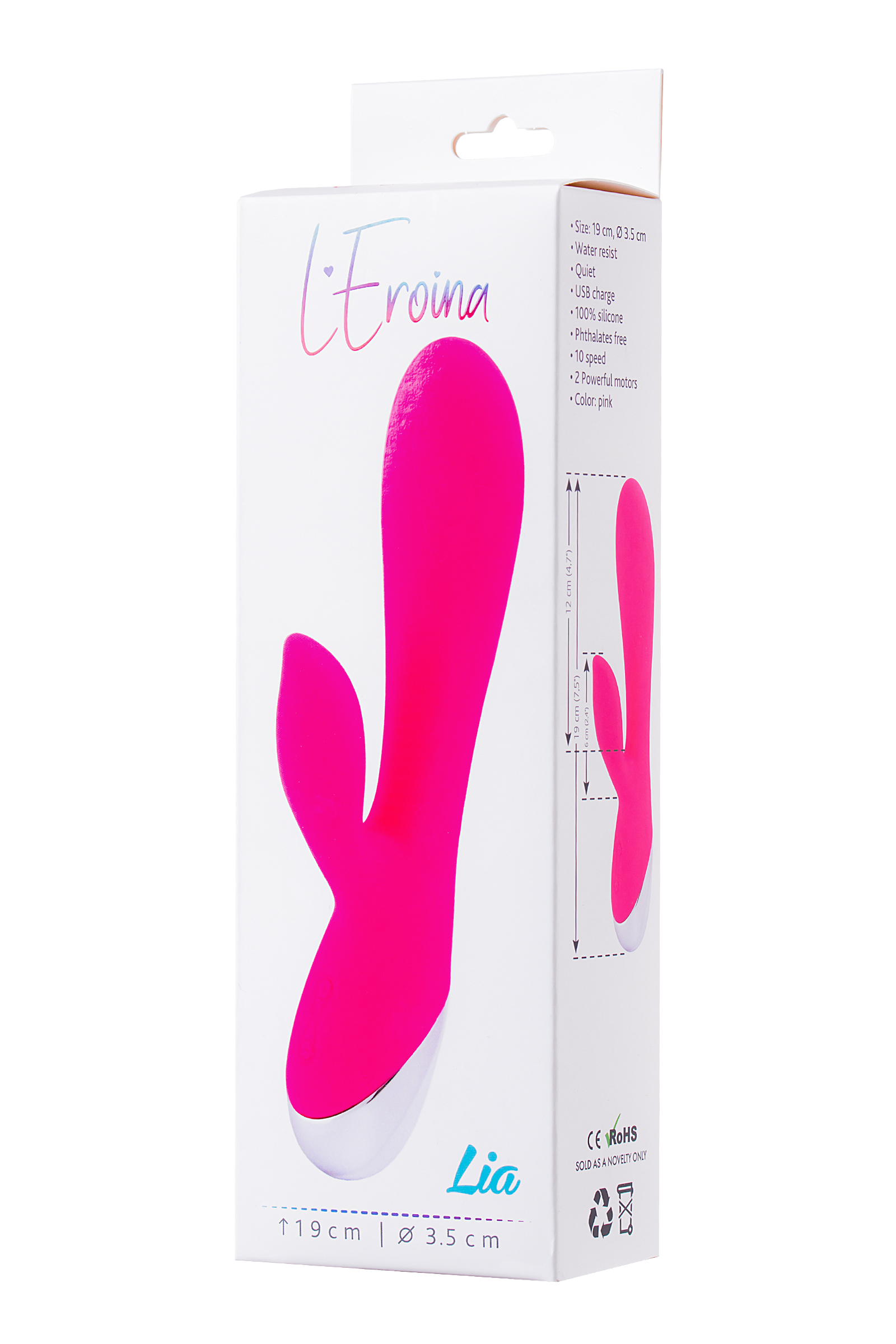 L'EROİNA klitoral stimülatörlü vibratör, silikon, pembe, 19 cm - Görsel 7